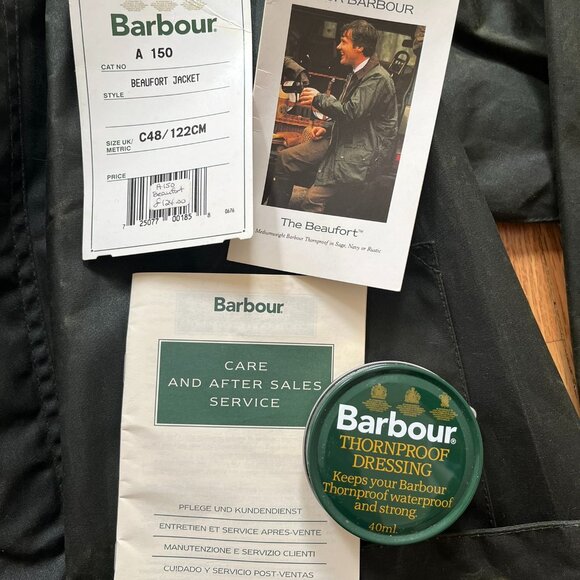 BARBOUR Beaufort Oil Cloth Jacket Vintage sz: 48 - Picture 4 of 6